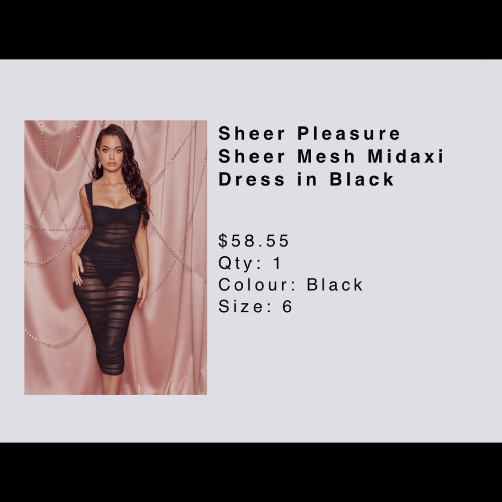 SHEER PLEASURE maxi midi dress in BLACK